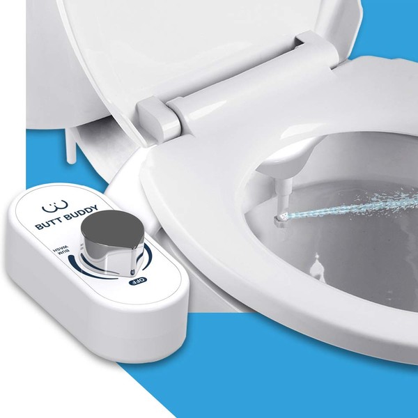 BUTT BUDDY - Bidet Toilet Seat Attachment & Fresh Water Sprayer (Easy to Install, Universal Fit, No Plumbing or Electricity Required | Self-Cleaning Nozzle, Adjustable Pressure Control, Gentle Wash)