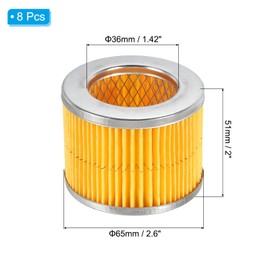 PATIKIL 2.6 x 2 Inch Air Compressor Intake Paper Filter 8 Pack Piston Type Air Filter Elements Replacement for Blowers Generators Filter Particles to Reduce Noise, Yellow