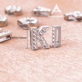 ANNASAMDO Pack of 52 Alphabet A: Z Letter Slide Charm Pendants with 8 mm Hole, Women's Charm Pendant Set for Bracelet and Necklace, for Women and Girls, Stone