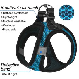 matilor Dog Harness Step-in Breathable Puppy Cat Dog Vest Harnesses for Small Medium Dogs Blue