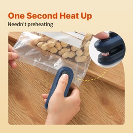 Mini Bag Sealer 2-in-1 (New Version) – Heat Sealer and Cutter for Food Storage, Chip Bags, Plastic Bags – Portable Resealer with USB-C Cable Included (Blue)