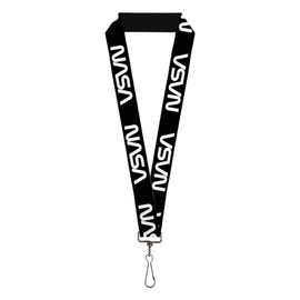 Buckle-Down Lanyard NASA Text Black White