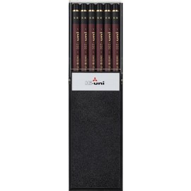 uni Wooden Pencil, H, Box of 12 (HUH),Brown