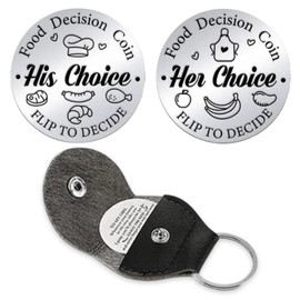 Funny Food Decider Coin Stainless Steel Double Sided Coin with PU Leather Case Wedding Gifts for Him Her Birthday Presents for Husband Wife Anniversary Presents for Couples Boyfriend Girlfriend