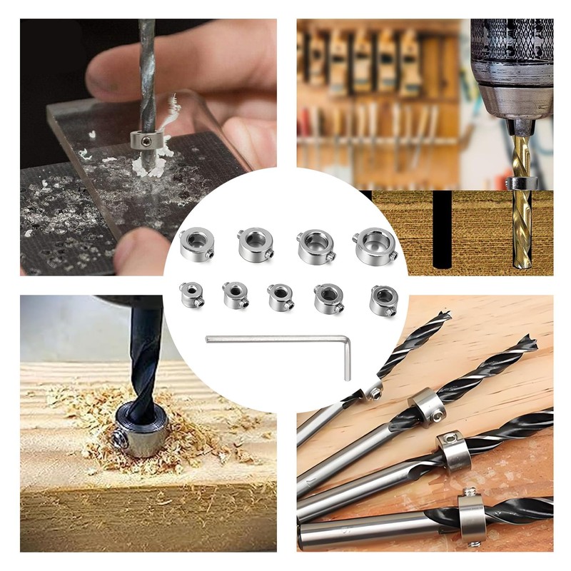 Alriedy Depth Stop for Drill 8-Piece Drill Depth Stop Set,