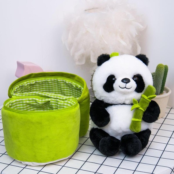 Cute Mini Panda Plush Toy with Bamboo Tube Holder (1