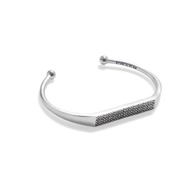 COACH Men's Unisex Sterling Silver Signature Quilted Cuff Bracelet