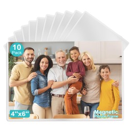 Magnetic Picture Frame, 10 Pack Magnetic Photo Frames for Refrigerator 4"x6" Magnetic Frame Reusable, Refrigerator Magnets Picture Frames for Locker/ Whiteboard/ Office Cabinet/ Fridge (White 10 Pack)