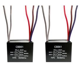 YukiHalu Ceiling Fan Capacitor CBB61 4.5uf + 6uf + 5uf 5 Wire 250V Compatible with New Harbor Breeze Hunter and Others (Pack of 2)