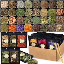 HOOMUU 38pcs Herbs for Witchcraft, Witchcraft Supplies Dried Herb and Flowers for Witch Beginner, Witchcraft Kit for Altar Supplies, Pagan, Wiccan Rituals, Magic Ritual and Spell, Soap Making