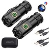 UNROEVS Mini Flashlight 2550 Lumens Rechargeable USB C Charging, Small