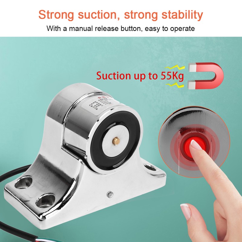 Electromagnetic Door Holder Zinc Alloy Silver 55kg Suction Fire Door