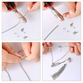 ALEXCRAFT 33 Feet Chains Craft Link Chain Stainless Steel Cable Chain Silver Necklaces with 20 Lobster Clasps and 50 Jump Rings for DIY Jewellery Making, Silver (2.5 mm)