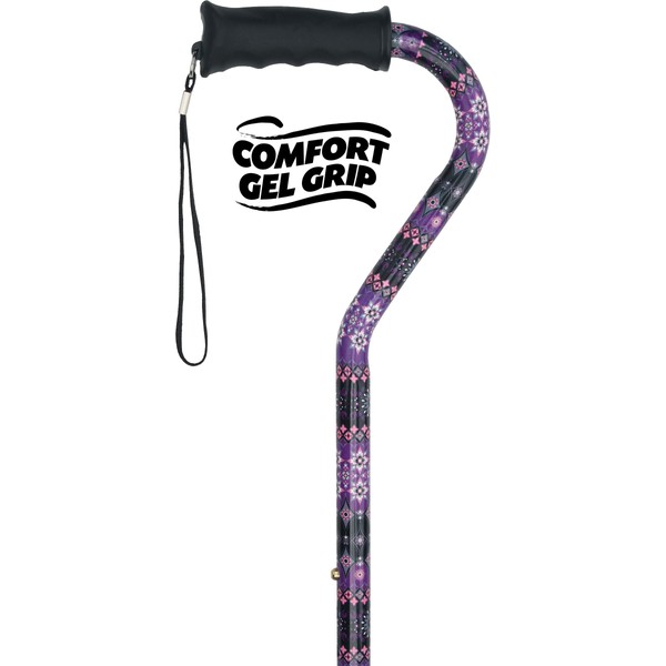 Pretty Purple Adjustable Offset Walking Cane with Comfort Gel Grip