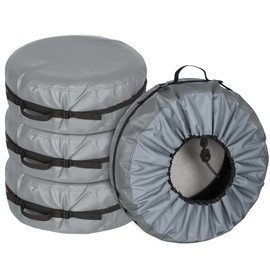 Explore Land Tire Cover with Handle - Seasonal Spare Tire Bag, Heavy Duty Winter Wheel Storage Tote Against Dust and Scratches, 4 Pack (Fits Tire Diameters 23''-25.75'', Charcoal)