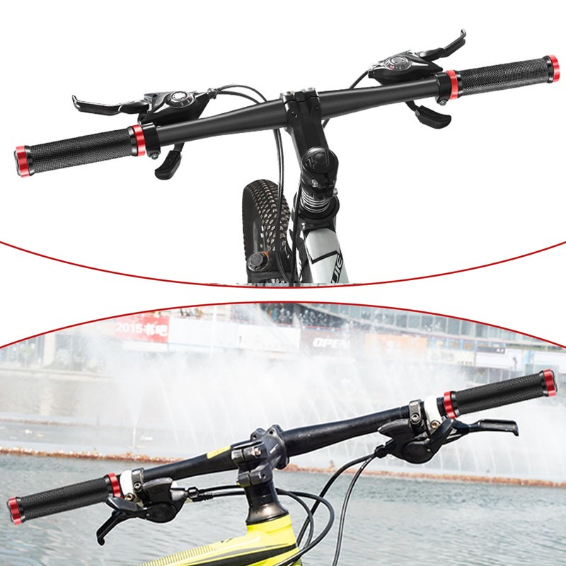 HAPPOW 2Pcs Bike Handlebar Grips,Non-Slip Rubber MTB Grips with Aluminum