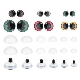 PATIKIL 14-30mm Flash Safety Eyes, 56 Pcs Doll Eyes Realistic Colorful Crocheting Safety Eyes for Decor Crochet Accessories Dolls Craft, Green, Plum Red, Gold, Brown, Silver
