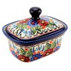 Polish Pottery Butter Dish / Container with Lid, 5.75" L