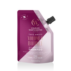 Charles Worthington Volume and Bounce Weightless Travel Size Shampoo, Hair Volume Shampoo for Fine Hair, Lightweight Hair Volume Products for Women to Cleanse and Boost Hair, 75 ml