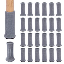 Ezprotekt 24 PCS Chair Socks High Elastic Floor Protectors Non Slip Chair Leg Feet Socks Covers Furniture Caps Set, Fit Diameter from 1" to 2",Knitted Furniture Pads, Gray
