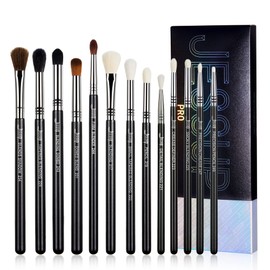Jessup Brush Set Eye Brush Set Professional Blending Brush Set 13-Piece Eye Makeup Brush Set Premium Eye Make Up Brush Set Smoky Blending Blender Precision Crease Black Silver T338