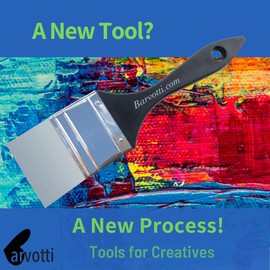 Barvotti Silicone Color Shaper Brush (Mottler) - a Flat Sharp-Edged Flexible Tool to Apply, Move and Remove Acrylic Paints and Water Based Medium with Precision - A Studio Essential 2 Inch Wide