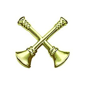 First Class Fire Department Bugle Captain 2 Rank Collar Lapel Pin Insignia (Pair) - Brass