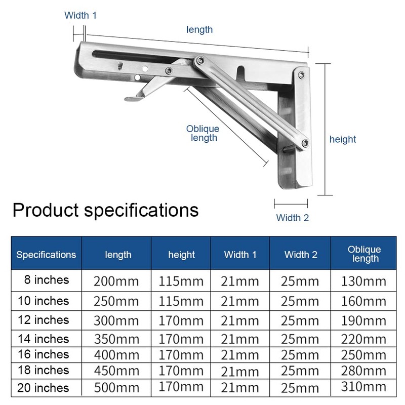 Oudtinx 2PCS Folding Shelf Brackets,Heavy Duty Triangle Shelf Bracket for