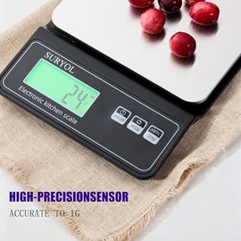 Digital Food Scale 0.5g/0.1oz Kitchen Scale - 11lb 5 Units Tempered Glass & Stainless Steel - Food Weight Scale Grams and Ounces for Cooking, Baking