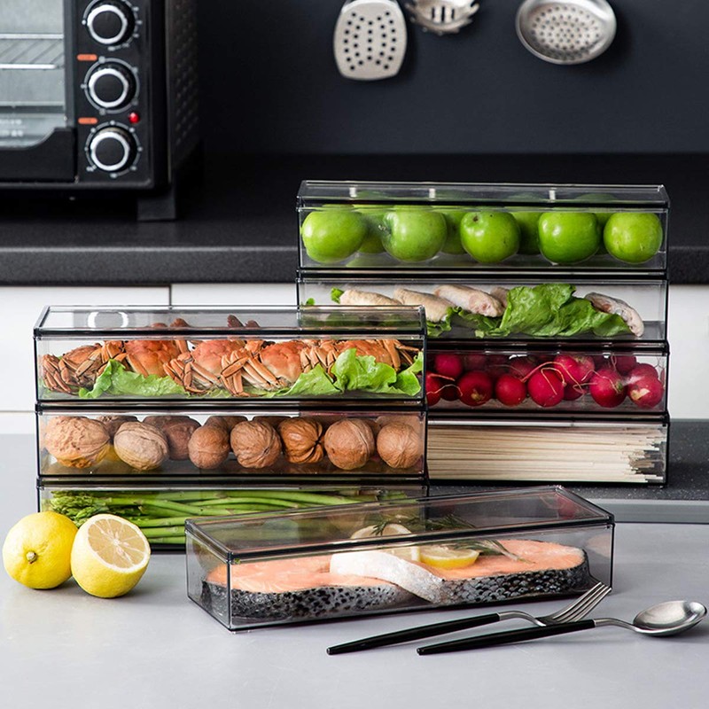 AIYoo Transparent Flatware Tray Kitchen Drawer Organizer With Lid -