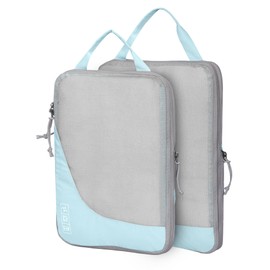 Hynes Eagle 6 Set/ 4 Set/ 2 Set Compression Packing Cubes Travel Essentials Lightweight Nylon Luggage Suitcase Organizer Bag Light Blue 2PCS