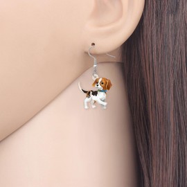OUSIO Acrylic Cute Beagle Dog Earrings Two Side Print Funny Collar Puppy Dangle Jewellery for Women Dog Lovers Lightweight Charms Puppy Accessories Gifts, Acrylic, No Gemstone