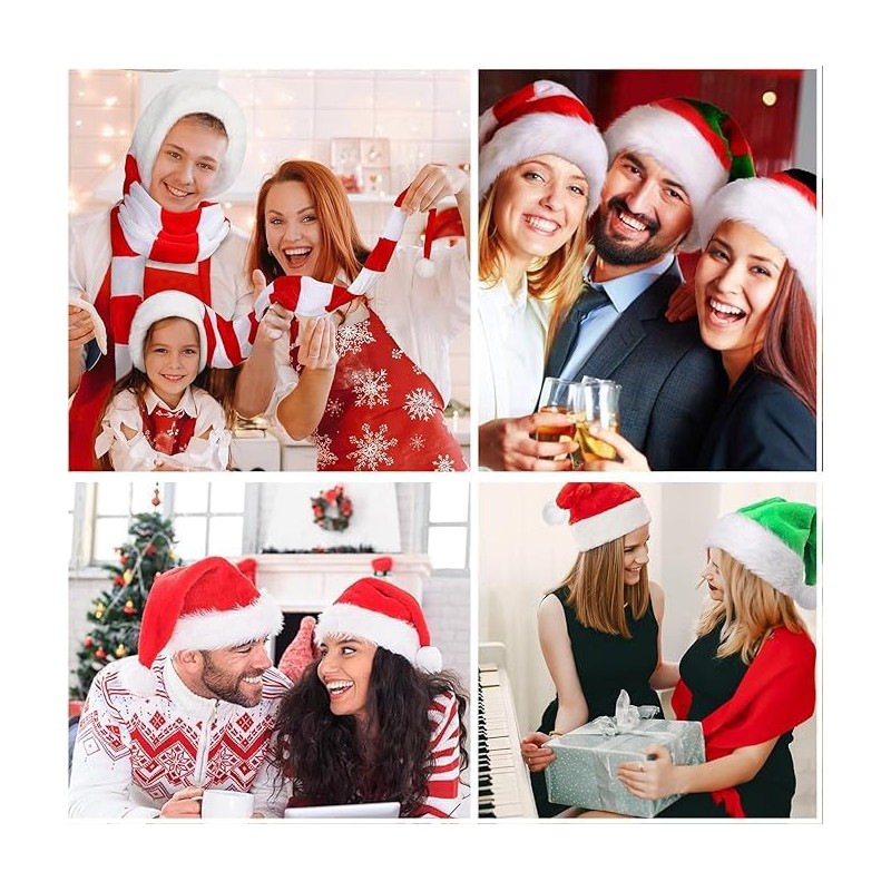 yayafunfun Christmas Hat with Glitter Sequins and Plush Edge for