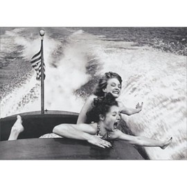Avanti Press Two Women Having Fun on Speedboat Black and White Photo America Collection Funny/Humorous Birthday Card for Woman