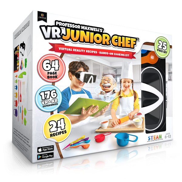 Professor Maxwell's VR Junior Chef - Virtual Reality Kids Cookbook and Interactive Food Science STEM Learning Activity Set (Full Version - Includes Goggles)