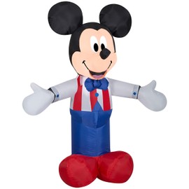 Gemmy Airblown Inflatable Patriotic Mickey Mouse, 3.5 ft Tall, White