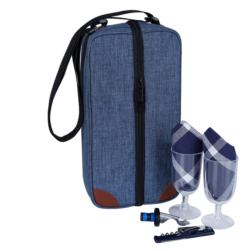 ALLCAMP Wine tote Bag with Cooler Compartment，Picnic Set Carrying Two