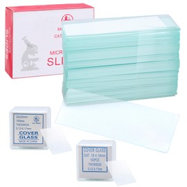 Microscope Slides 76.2 x 25.4 mm, Slides and Cover Glasses, Cover Glasses and Slides, Microscope Slides, with 200 Pieces 18 x 18 mm and 22 x 22 mm Cover Glasses (Transparent)