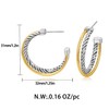 MYCUTEY Two-toned Twisted Hoop Earrings For Women, Brass, No Gemstone