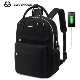 LOVEVOOK Laptop Backpack with USB Port, Backpack Purses for Women, Ideal Travel Backpacks for College, Work, Nursing, Travel, School Backpack, and Personal Item:_Black_15.6"-11.5"L * 17"H * 7.2"D