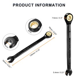 HARFINGTON Ratcheting Wrench 6mm Metric Open End Wrench 72-Teeth CR-V Steel 12 Point Nickel Plated Combination Ratchet Wrench for Fasteners Nut Bolt