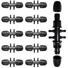 HOINCO 10Pcs Gartenschlauch Wasserrohr Verbinder Barbed Tee 1/2 Zoll bis 1/4 Zoll Barbed Doppel Way Bewässerung Connector (passend für 13 mm ID / 4 mm ID) Gartenbewässerung Wasser Divider (Schwarz)