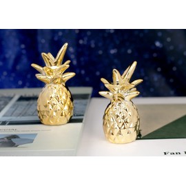 Dawbun Gold Small Animal Statue Pineapple Statue Decor Modern Style Ceramic Pineapple Figurine Statues for Home Decor Accents Living Room Office Table Bookshelf Desk Bedroom Decorative Objects