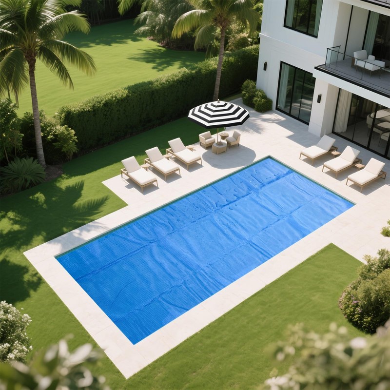 ALLAREN Solar Pool Cover 6x12 Foot Rectangle, 10Mil Blue Bubble