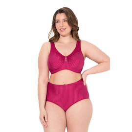 Ulla Popken Women Relief Bra Without Underwire Rhinestone Pendant Cup C-G Bra, fuchsia, 110E