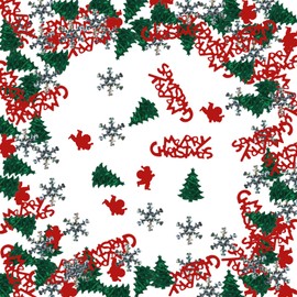Christmas Confetti, Table Decoration, Christmas, Glitter Confetti Scatter Decoration, Christmas, Merry Christmas, Santa Claus, Snowflakes, Christmas Tree Confetti for Christmas Party (A)