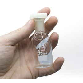 30mL (1oz) Glass Reagent Bottle with Acid Proof Polypropylene Stopper, Borosilicate 3.3 Glass - Eisco Labs