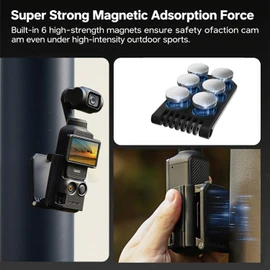 Magnetic Mount Stand Compatible with DJI Osmo Pocket 3, Upgraded Pocket3 Accessories Adapter Clamp Magnet Suction Case Holder on Desktop, Vertical Surface, 180° Adjustable Handle