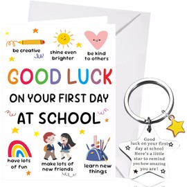 XINDY First Day at School Card, 1st Day Good Luck New Starting School Card Keyring, First Day at School Gifts for Boys Girls
