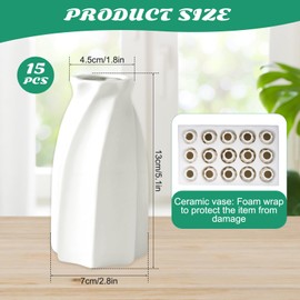 15pcs White Ceramic Bud Vases Bulk, 3.8 Inch Boho Small Vases in Bulk for Flowers, Mini Vases for Centerpieces for Dry Flowers, Pampas Garss for Home Wedding Party Table Decor